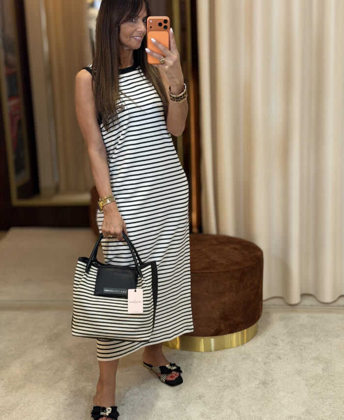 Vestido às Riscas com Rib Contrastante LOLA CASADEMUNT