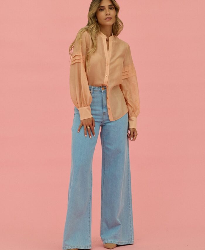 Calça de ganga clara wide leg SCRIPTA