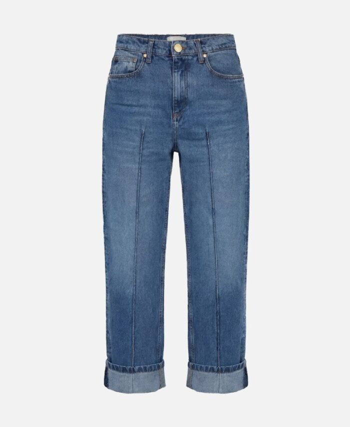 Calça de ganga wide leg com dobra na baínha SCRIPTA
