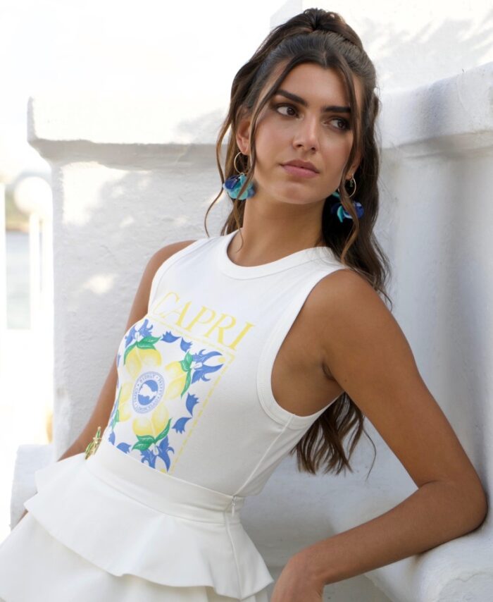 T-shirt de malha canelada Capri HIGHLY PREPPY