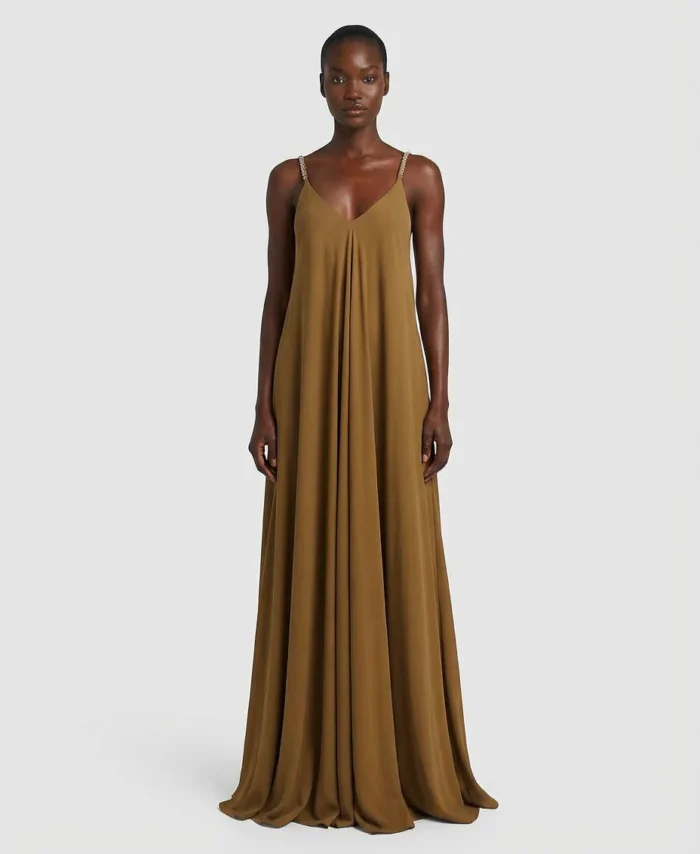 Vestido longo com alças cruzadas nas costas ALMA SANCHEZ