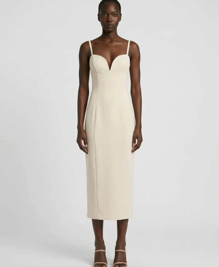 Vestido Midi com Decote Coração ALMA SANCHEZ