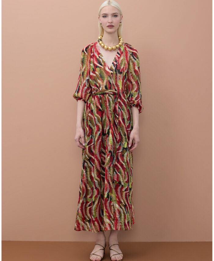 Vestido de Gola em v com Estampa de Serpente LOLA CASADEMUNT