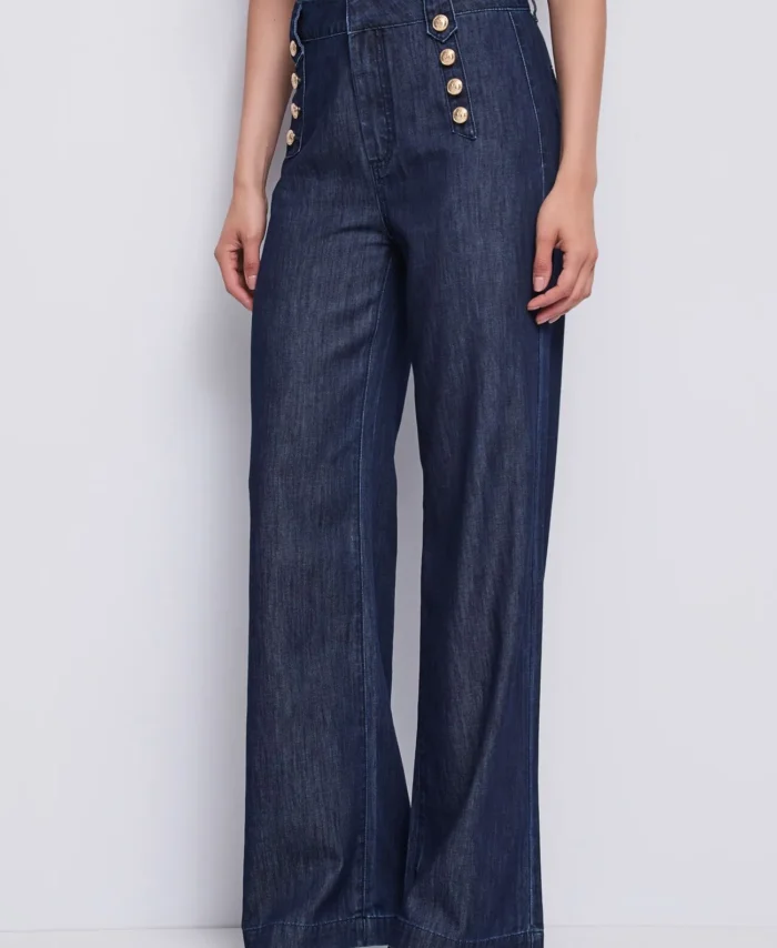 Jeans de perna larga com botões dourados GAUDI