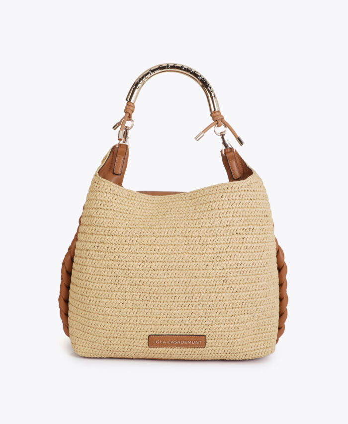 BOLSA SHOPPER COMBINADA EFEITO RÁFIA COM ALÇA VAZADO LOGO JOSH V