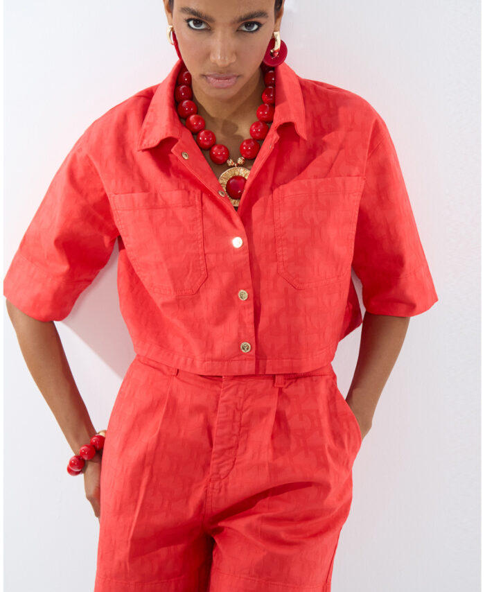 SOBRECAMISA DE SARJA COM LOGO JACQUARD