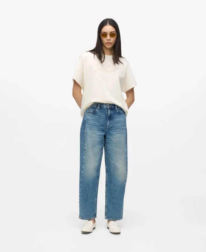 Jeans de perna de cano de cintura média KARL LAGERFELD