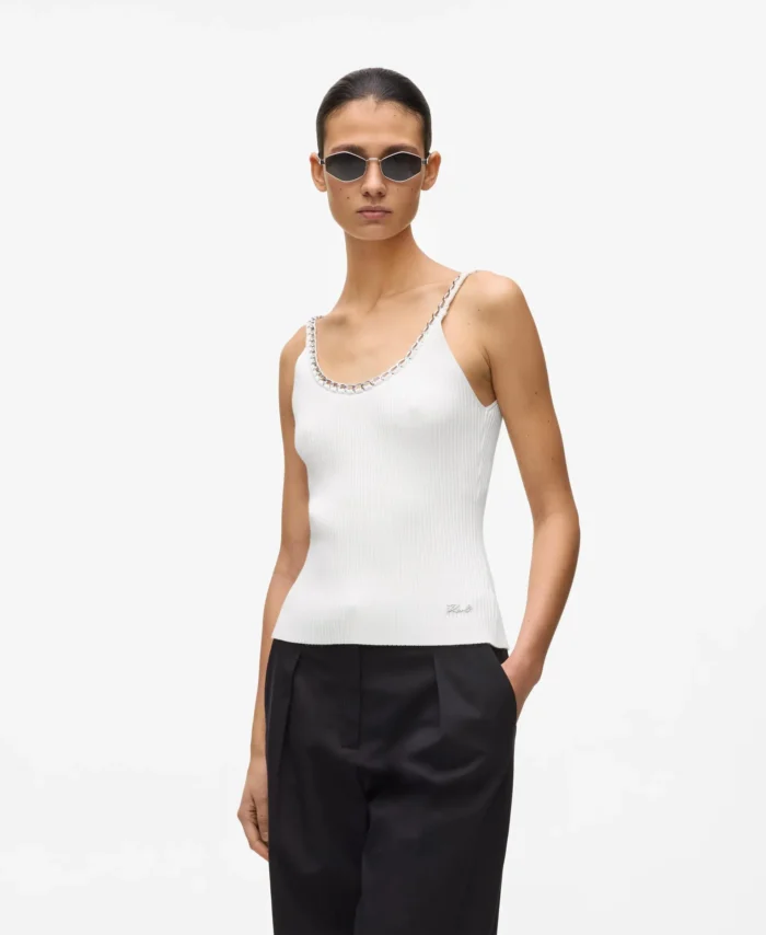 Top de malha com detalhe de corrente KARL LAGERFELD