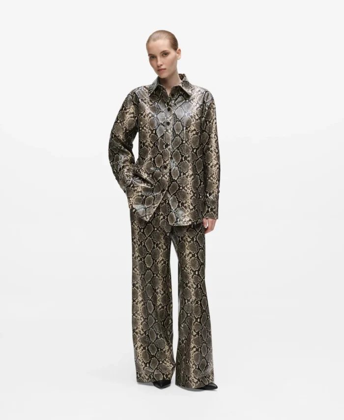 Calça flare com efeito pele de píton KARL LAGERFELD