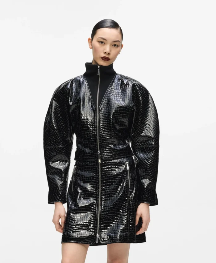 Casaco em pele com efeito crocodilo KARL LAGERFELD