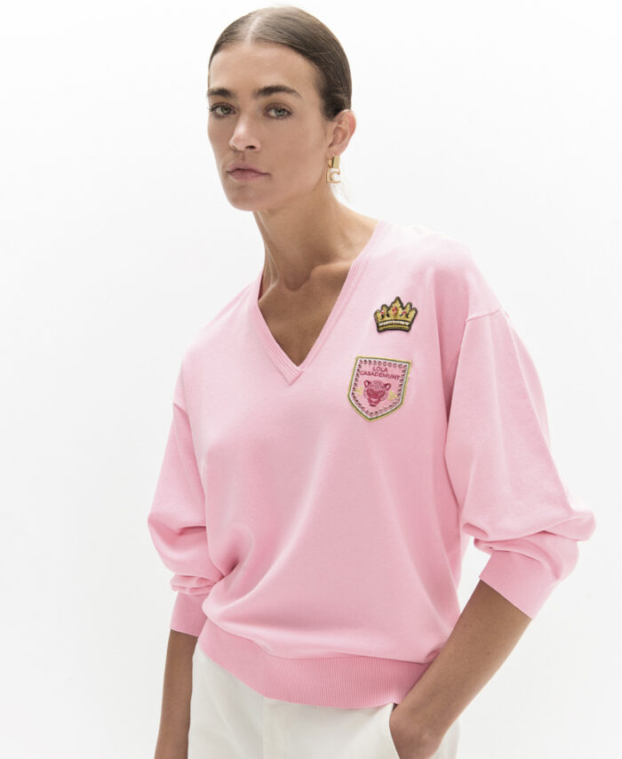 Camisola gola em v com patches LOLA CASADEMUNT