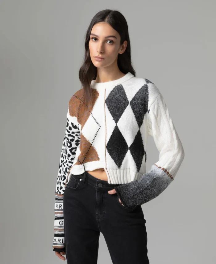 Camisola pulôver de gola redonda e manga com logo GAELLE