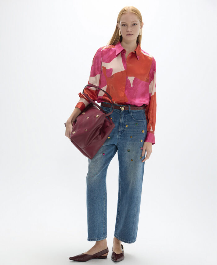 Calça denim com tachas coloridas LOLA CASADEMUNT