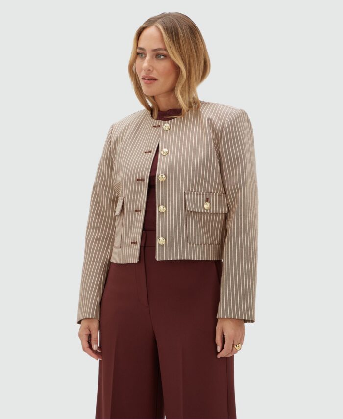 Blazer cropped com risca vertical JOSH V