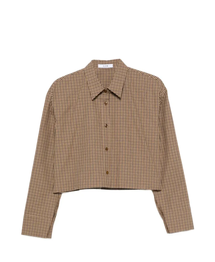 Camisa curta aos quadrados ELEH — Castanho