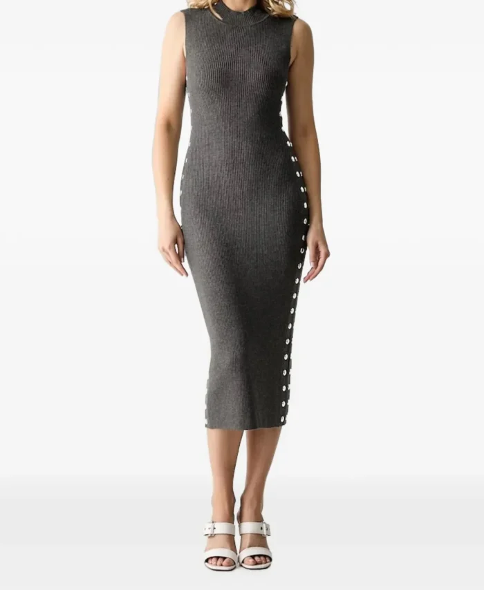 Vestido midi canelado com aplicações KARL LAGERFELD