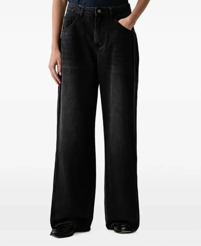 Jeans largos de efeito desbotado ELEH — Preto