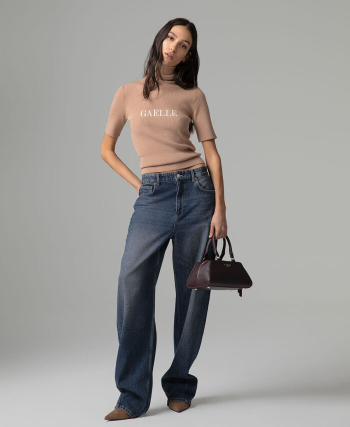 Camisola de gola alta e manga curta Gaëlle Paris — Areia