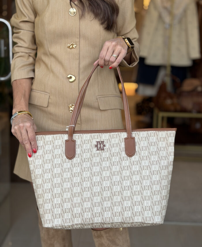 Mala shopper com padrão monograma JOSH V