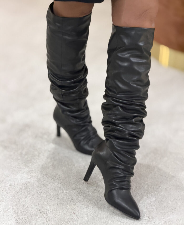 Botas de cano alto efeito enrugado GOLD&ROUGE