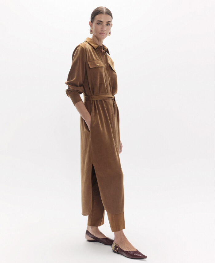 Vestido camiseiro com efeito camurça LOLA CASADEMUNT