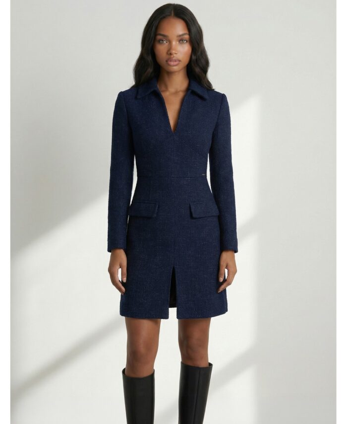 Vestido tweed curto com prega SCRIPTA